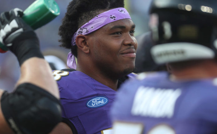 Orlando Brown with the Baltimore Ravens in 2019
