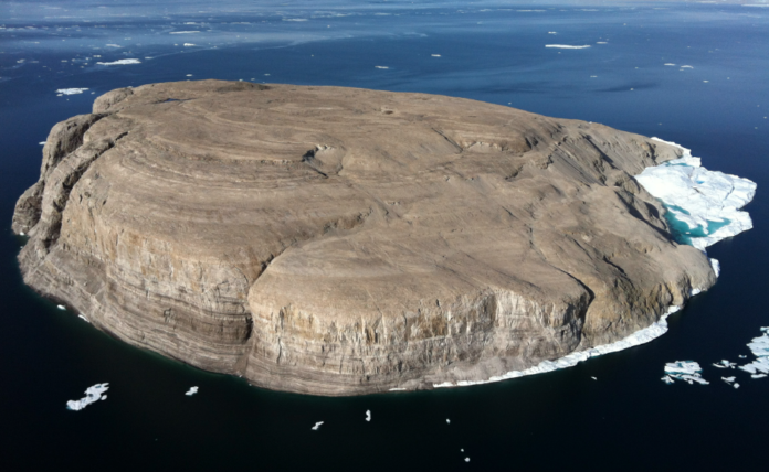 Hans Island as seen from the air in August 2012