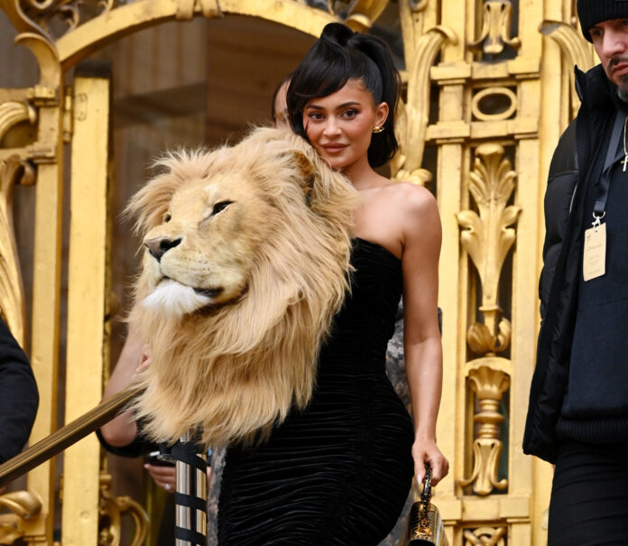 Kylie Jenner at the Schiaparelli show at Haute Couture Fashion Week in January 2023